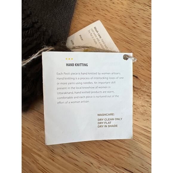 Peoli Hand Spun & Knit Wool Cardigan Brown Women's OS NWT - Picture 12 of 14